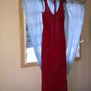 Drop dead red evening dress